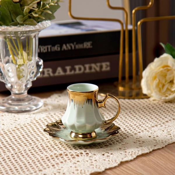 Luxury Thin Porcelain Ceramic Coffee Cup and Saucer Set Perfect for Business