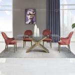 78inch Tempered Glass Dining Room Table Carbon Steel 8 Seater Dining Table