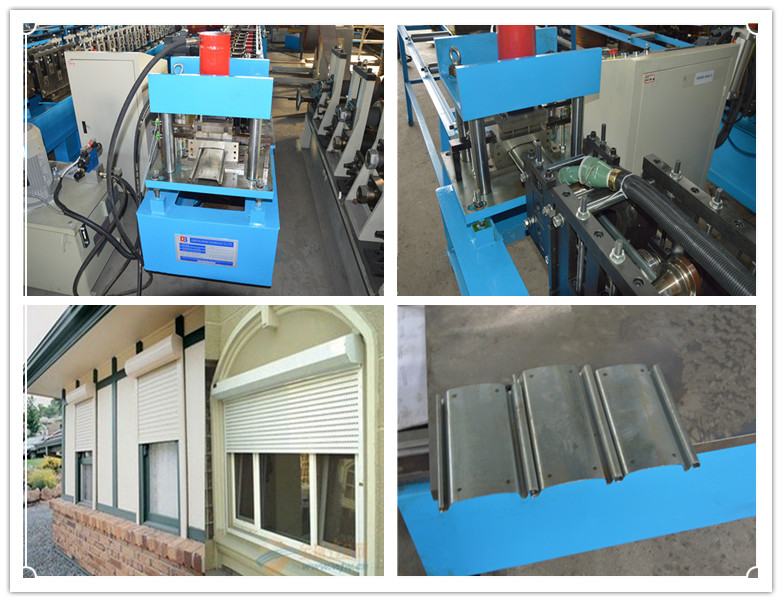 Colored Steel Roller Shutter Door Roll Forming Machine With Chain Transmission