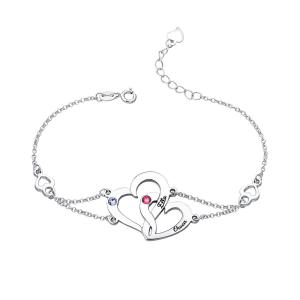 Quality 0.29x0.23cm 0.04lb Custom Silver Bracelets Unisex S925 Double Heart Bracelet wholesale