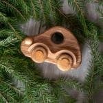 Stained Beech Handmade Wooden Toys , Handmade Wooden Cars For Preschoolers