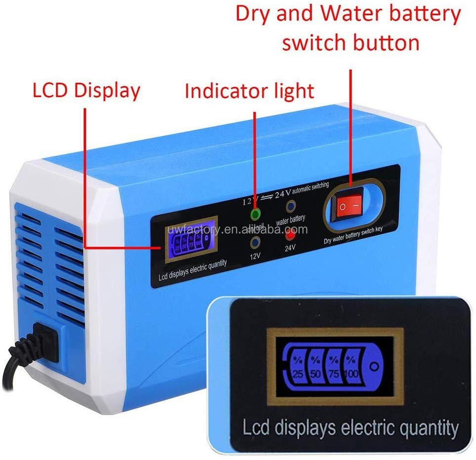 Full Automatic Car Battery Charger 110V 220V To 12V 24V 10A Smart Fast Power Charging for Wet AGM Gel Lead Acid Battery