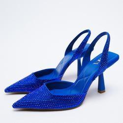 Quality Rhinestones Women Blue Stiletto Heels For Party Cocktail Wedding wholesale