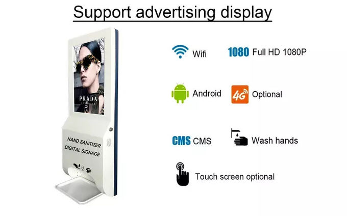 21.5" 1920*1080 Advertising Kiosk Hand Sanitizer Dispenser