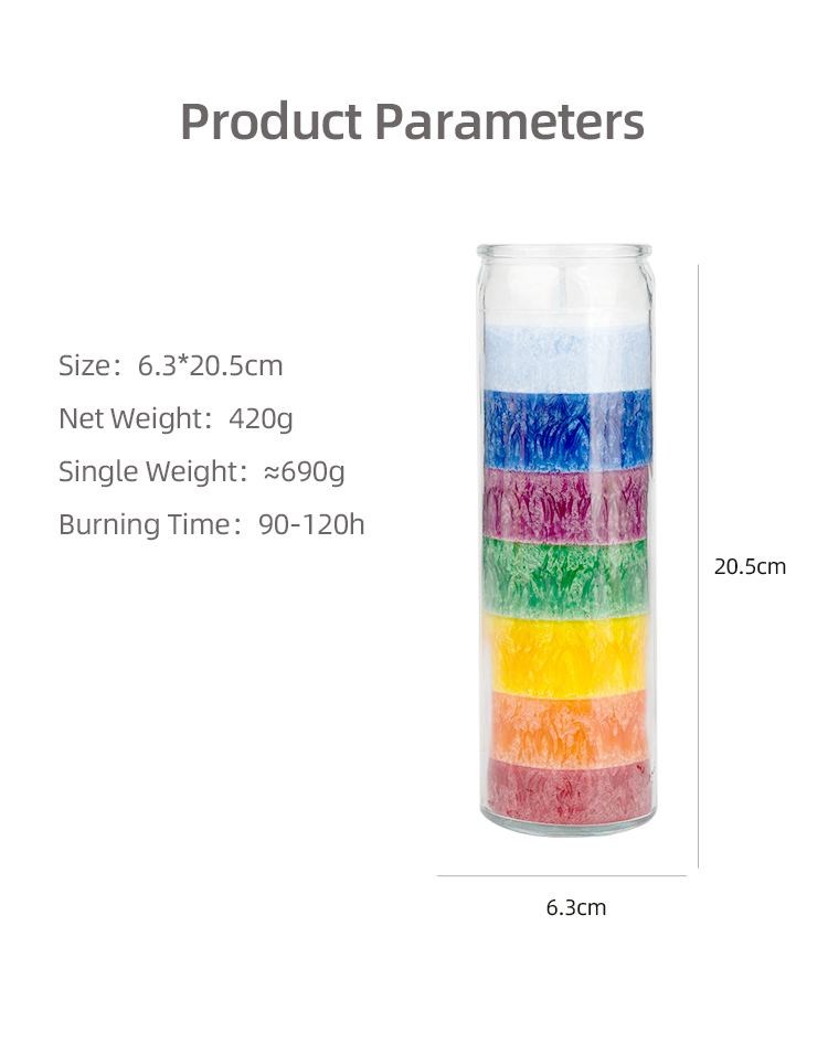 Glass Jar Scented Rainbow 7 Day Prayer Chakra Candles