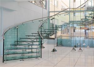 Quality Carbon Steel Building Curved Stairs Galvanized Finish , Round Post Steel Railing wholesale