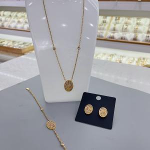 Quality CZ Diamond Jewelry Set Classic Pendant Necklace Stud Earrings Bracelet For Women Gold Plated Cubic Zirconia wholesale