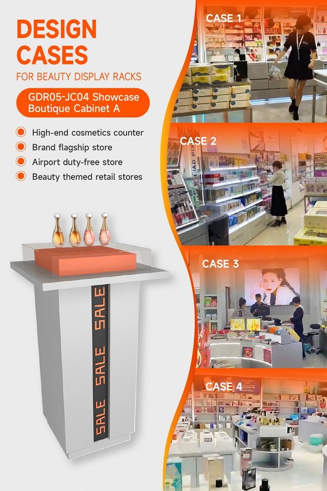 GDR05-JC04 Retail Display Rack with Laminated Board and Orange Acrylic Assembled Box for Luxury Retail