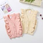 Knitting Ruffles Patterns Children Sleeveless Sweater Wholesale Baby Girls