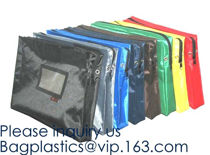 Zipper Vinyl PVC Leather Bank Deposit Bags Bank Deposit Bag With Key Ring,Locking Courier Bag 1000 Denier Nylon Combinat