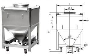Quality 1200L Post Bin Blender Pharmaceutical Stainless Steel IBC Container Powder Movable Tank wholesale