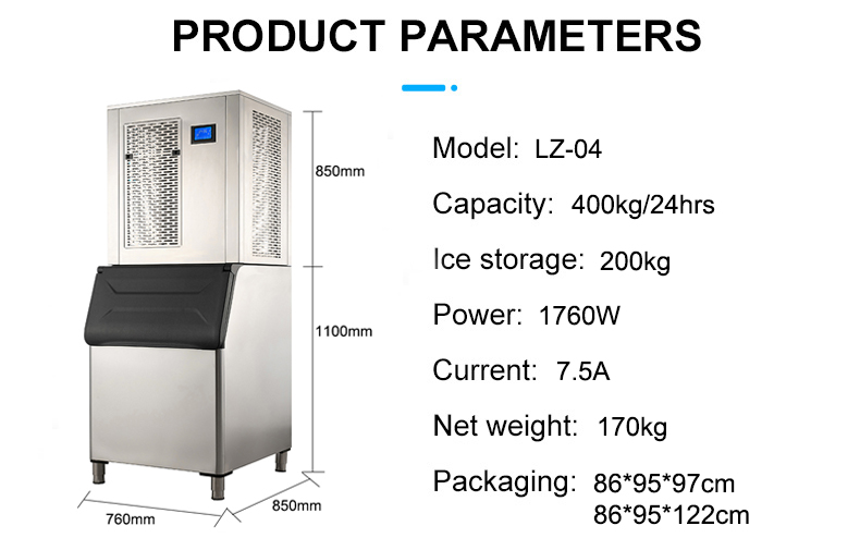 Icesta LZ-04 Sea Water Flake Ice Machine with 400kg Daily Output and 200kg Ice Storage