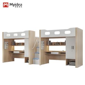 Quality Bedroom Furniture Metal Bunk Bed With Desk Wooden Post Support customization wholesale