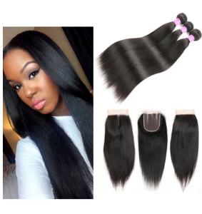 Quality Straight Natural Color 100 Virgin Brazilian Human Hair Bundles With Closure 4 X 4 wholesale