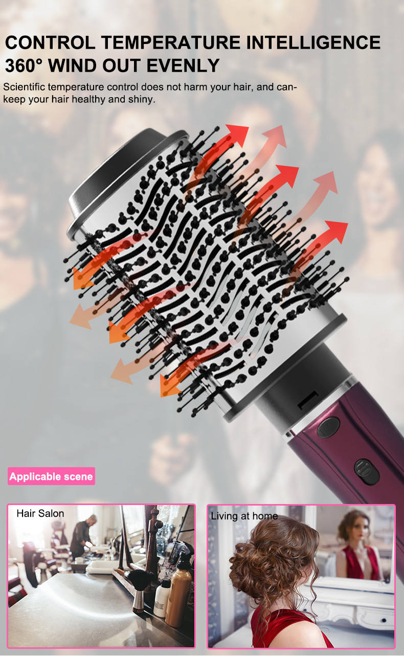 ABS Electric Hair Brush Dryer , Ionic 4 In 1 Hot Air Brush 1000W
