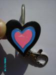 Black / blue / pink pewter hook heart Purse Key Finder