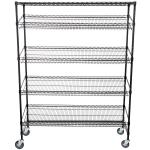 4 Slanted Home Wire Shelving / 1 Flat Shelf Mobile Merchandising Cart For