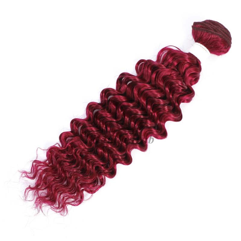 Burgundy Deep Wave Remy Human Hair Bundles Sew In Weave Bundles Brazilian Bundle Deals