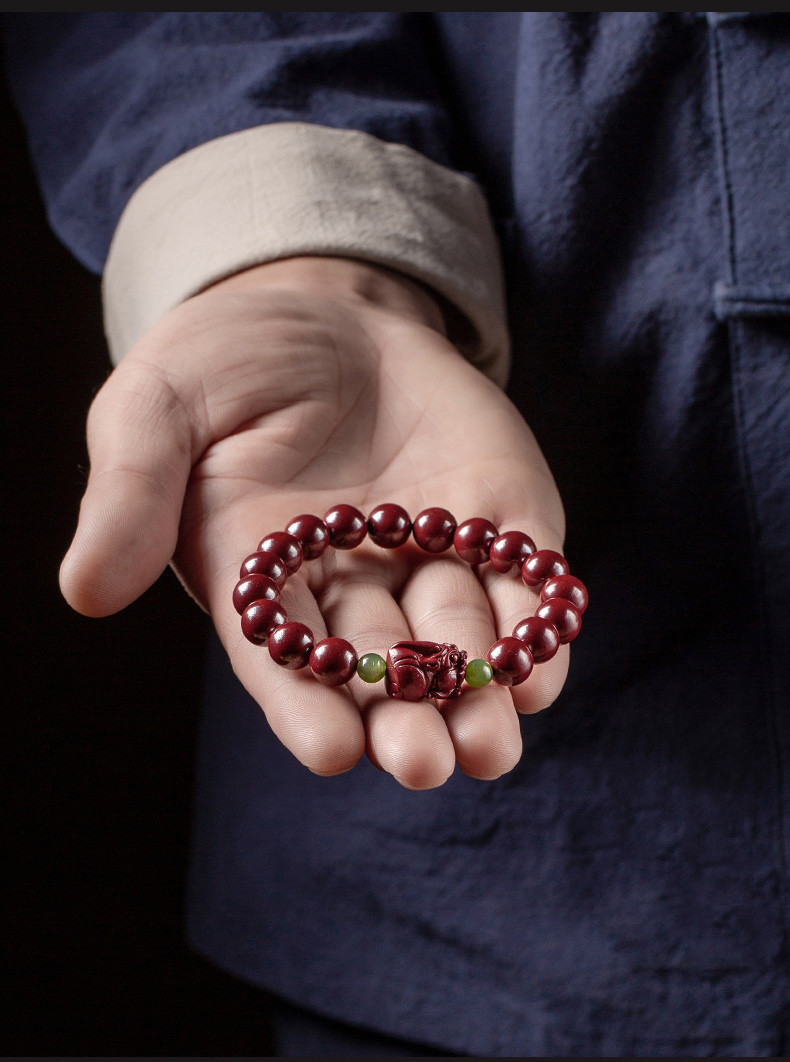 Feng Shui Bracelet For Women Lady Cinnabar Jade Gourd Bracelet Wealth Luck And Protection Red Cinnabar Beads With Gold Gourd Charm For Birthdays