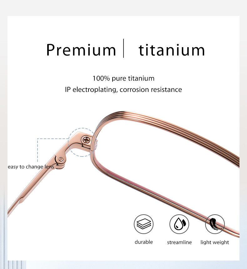 Titanium Frame optical eye glass Customization Unisex Higher Density