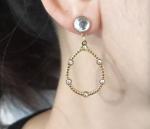 Large Rhinestone Pendant Earrings Blingbling Pendant Stainless Steel Earrings