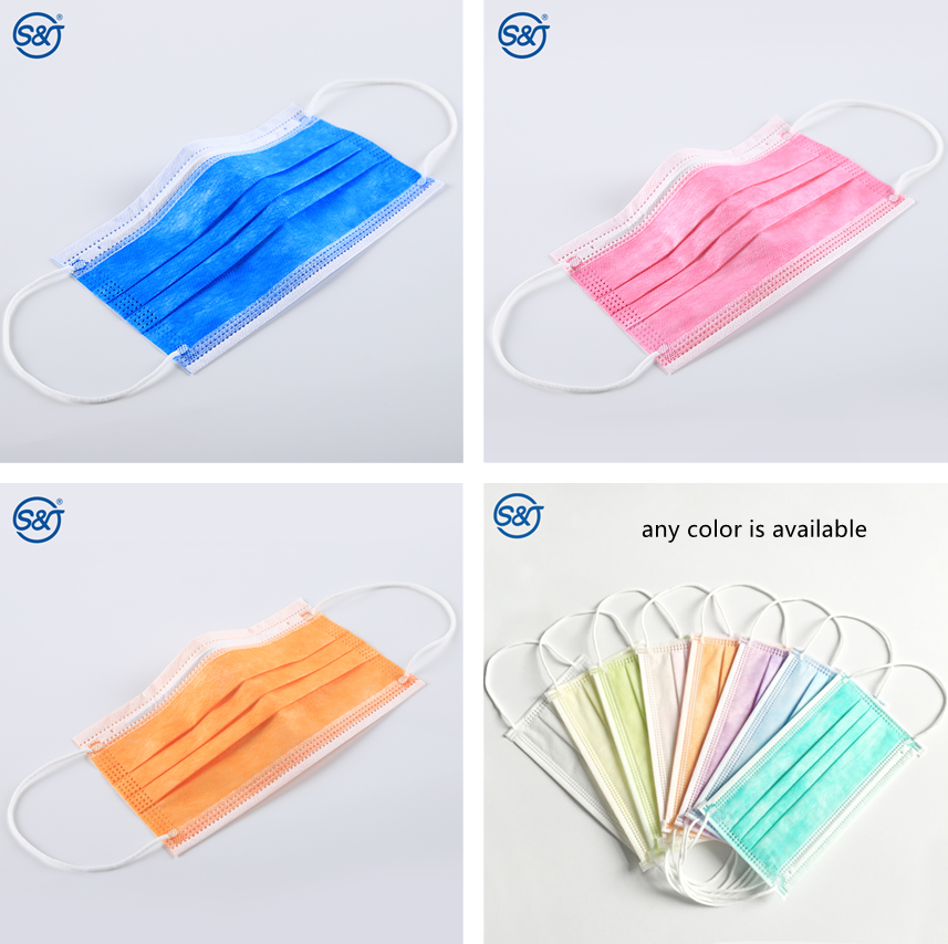 S&J Premium Non-woven Disposable 3 ply Face Mask Medical Fluid Resistant 3-layer Disposable Medical Mask