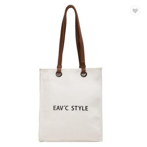 Quality Women Customized Reusable Bags Canvas Tote Bag 10oz With Leather Handles wholesale
