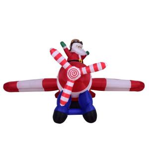 Quality Fabric Inflatable Christmas Holiday Santa Claus with Air Plane Decoration wholesale