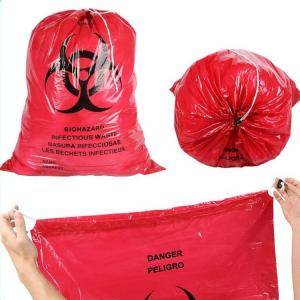 Quality LDPE Medical Autoclavable Biohazard Bag Transparent Red Clinical Waste Bags wholesale