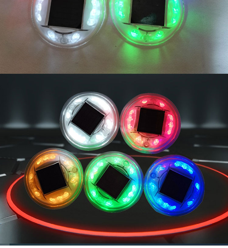 LED Cat Eye Round Solar Road Stud in Blue with High Intensity Reflective Tape and PVC