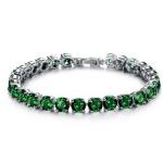 Princess Green Cubic Zironia Tennis Bracelet Charm Women Wedding Jewelry