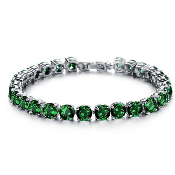 Princess Green Cubic Zironia Tennis Bracelet Charm Women Wedding Jewelry