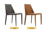 Black Minimalist Dining Chair Saddle Brown Leather Dining Chairs 50cm Seat
