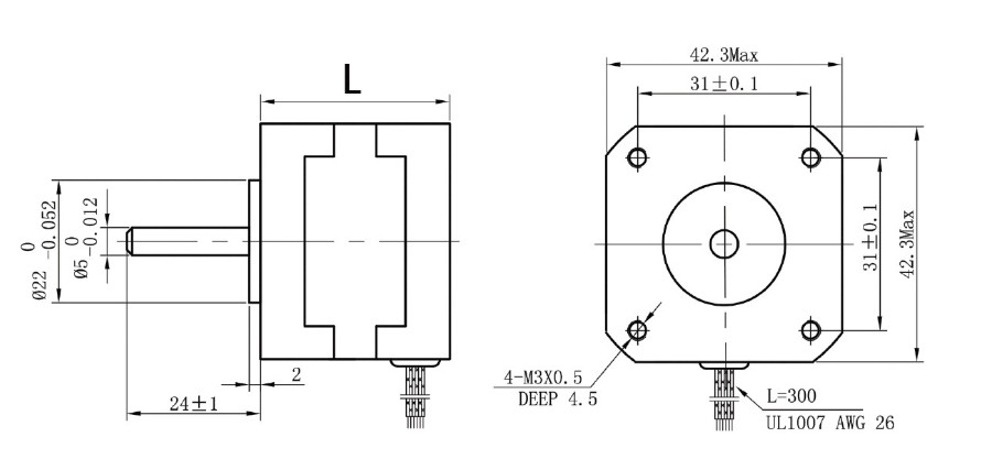 NEMA17 42BYGH208-52A High Torque Stepper Motor 12V 0.4A 42mm
