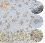 Nigerian Sparkling Sequin Lace Fabric Handmade Sewing Embroidered