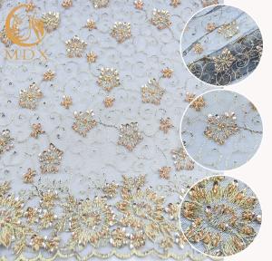 Quality Nigerian Sparkling Sequin Lace Fabric Handmade Sewing Embroidered wholesale