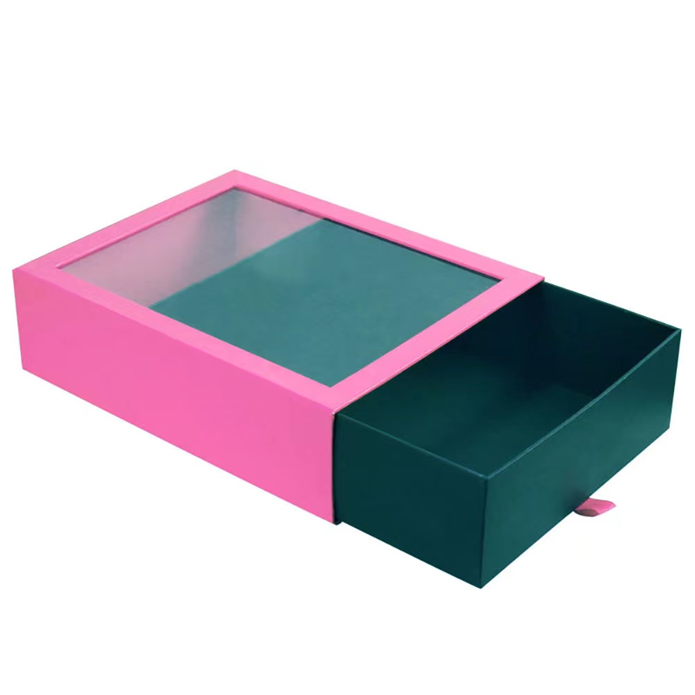 Others Box Type Custom Paper Drawer Cardboard Gift Packaging Box with Clear PVC Window