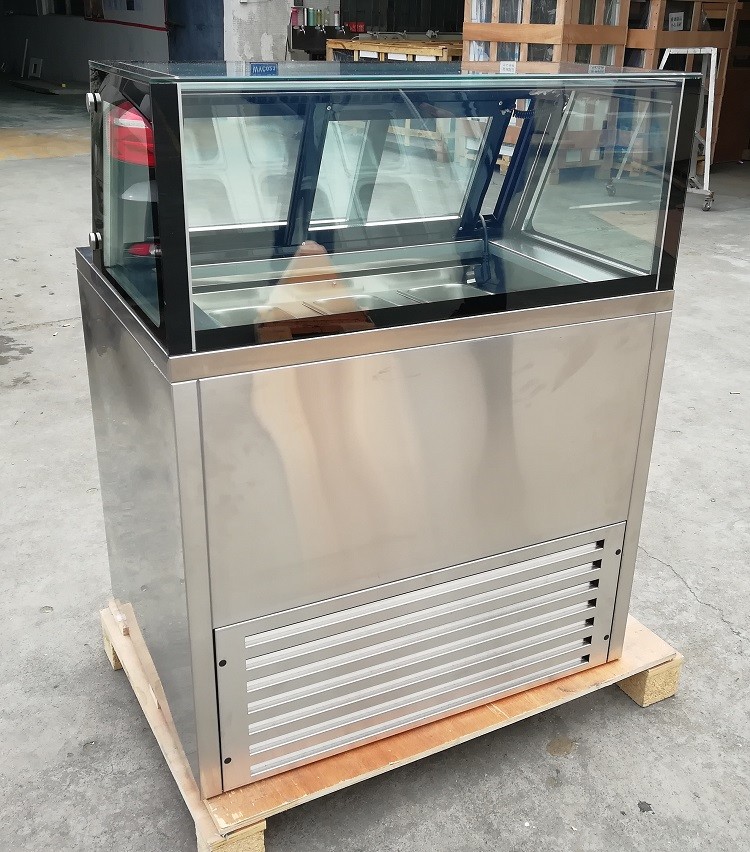 7 Pans Stainless Steel Ice Cream Showcase Freezer with Auto Defrost
