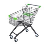 Four Wheels Metal Supermarket Shopping Trolley Foldable Handle Type