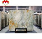 Modern Backlit Green Onyx Stone Slab 30mm Thickness for Graphic Living Room Jade