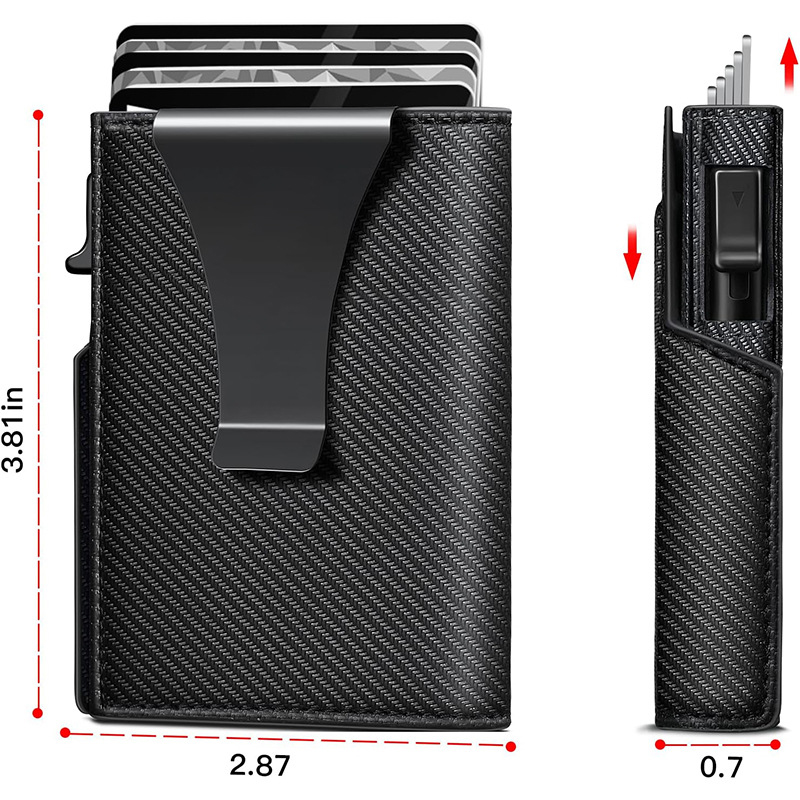 Slim Leather RFID Blocking Bifold Wallet with Metal Pop-Up Card Holder Anti-Theft Design Credit Card Slots