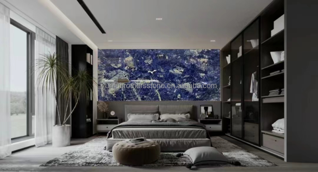 Modern Blue Stone Polished Cloisonne Marble Tile for Dining Room and Living Space