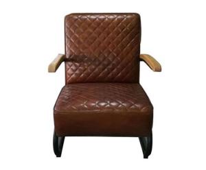 Quality Leisure Diamond Leather Vintage Chair With Metal + Wood Armrest wholesale