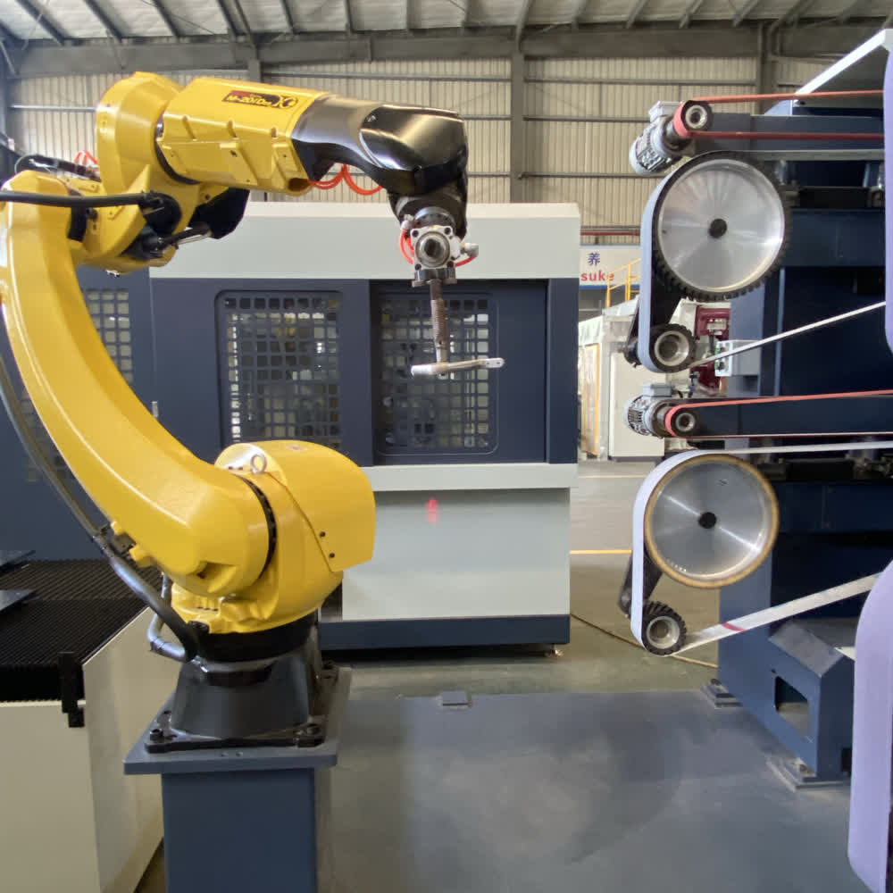 Robotic Cell Metal Deburring Machine For Belt Polishing Door Handle