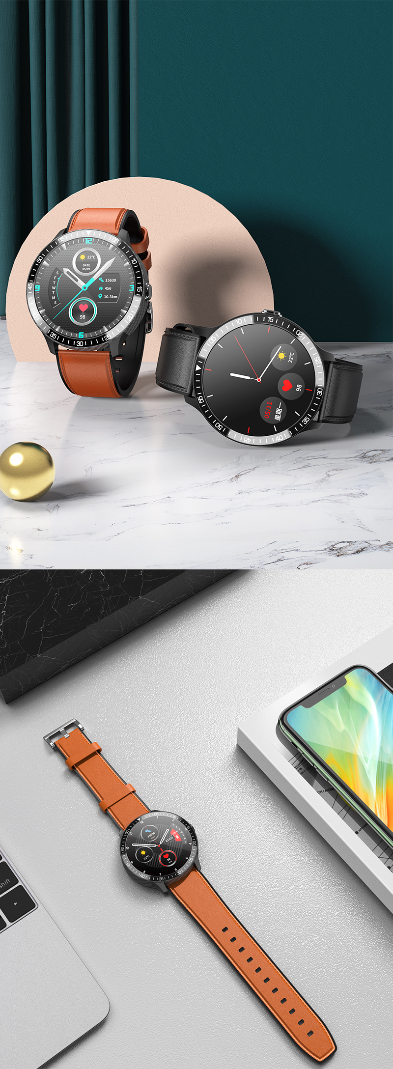 1.28 Inch TFT Health Monitoring Smartwatch Sedentary Reminder 200mAh Alarm Clock