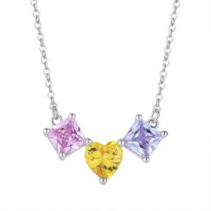 Quality YASVITTI 925 Sterling Silver Multicolored Heart-Shaped Zirconia Pendant Necklace Rhodium Plated Jewelry Wholesale wholesale