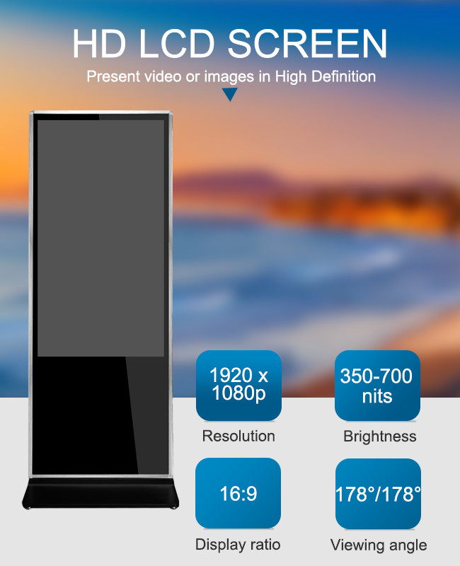IR Touch CE Certificate 75in LCD Monitor Enclosure Indoor Use