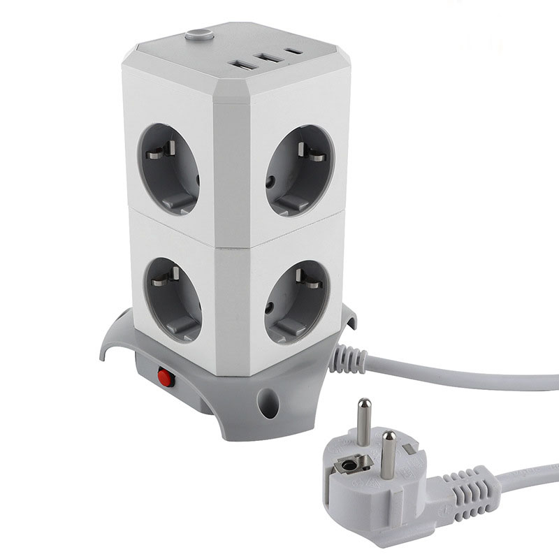 Customized Universal Multi Plug Tower Power Strip with USB Port and 1.8M Extension Cord