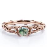 Past Present Future Floral Bezel 0.55 Carat Round Cut Natural Transparent Moss