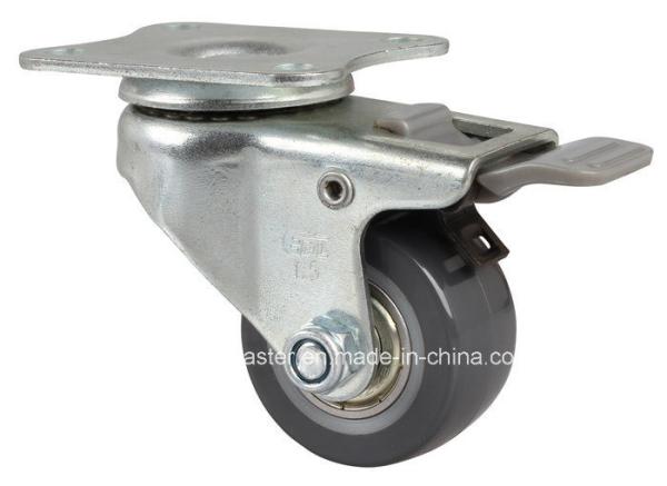 Zinc Plated 1.5" 40kg Plate Brake PU Caster 26215-76 for Smooth and Stable